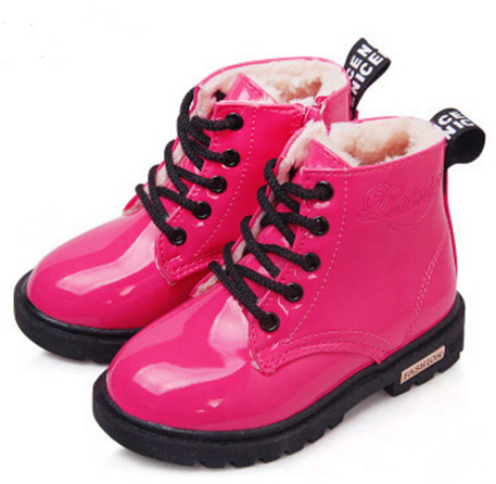 Winter Children Shoes PU Leather Waterproof Martin Boots Kids Snow Boots