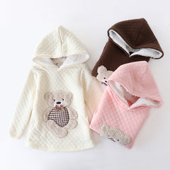 Bear embroidered hooded jacket kids sweater