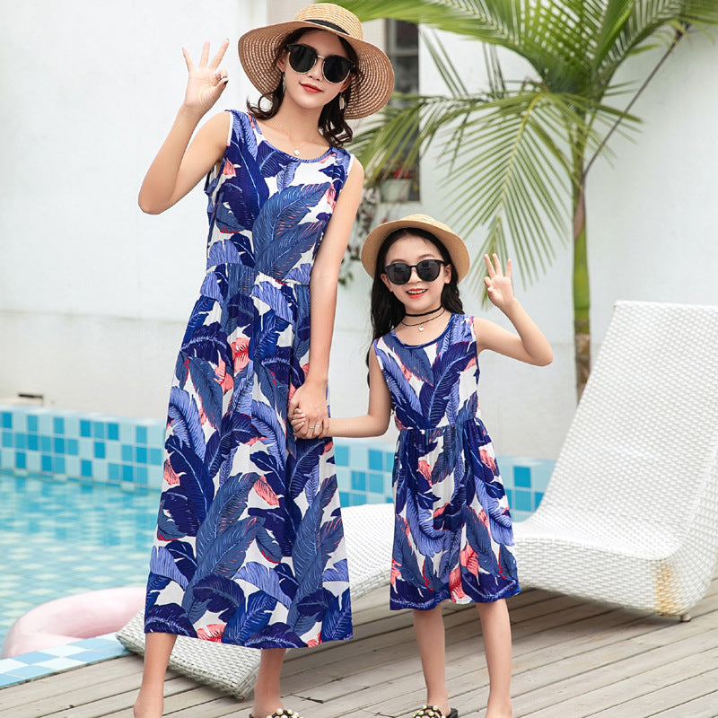 Mother And Daughter Vacation Beach Vest Long Skirt