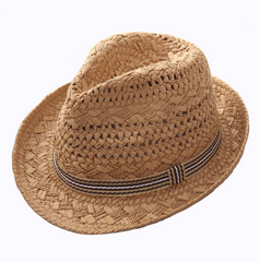 Straw Hat Parent-child Breathable Jazz Hat tide British Top Hat Summer Men's Panama Hat Children's Beach Sun