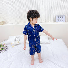 Children's Pajamas Set Cartoon Printed Silk Home Service