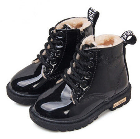 Winter Children Shoes PU Leather Waterproof Martin Boots Kids Snow Boots