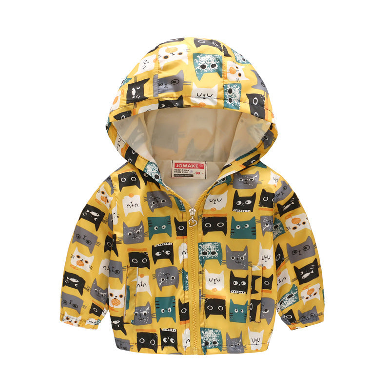 Hooded jacket with print pattern