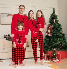 Christmas Family Matching Pajamas Set Christmas Holiday PJs Elk Top Pants Set Pajamas For Family Mom Dad Kids Baby