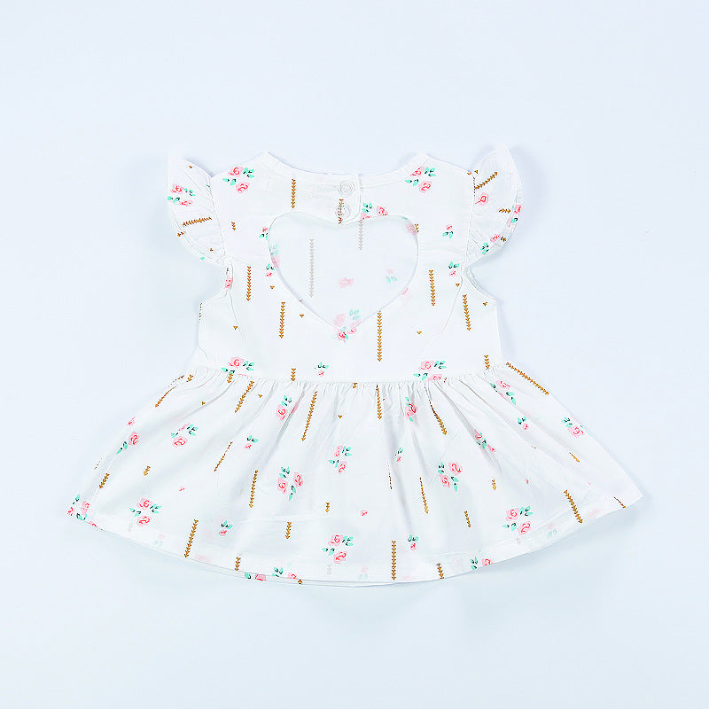 Baby Love Lvkong Dress Female Baby Fly Sleeve Flower Print Dress Cotton Children New Kids Clothing