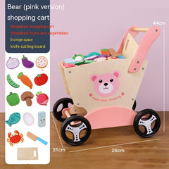 Children's Early Childhood Education Walker Trolley Baby Toddling Walk Walker Shopping Cart Wooden Toy