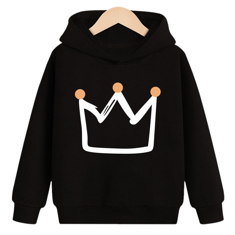 Crown hooded plus velvet sweatshirt