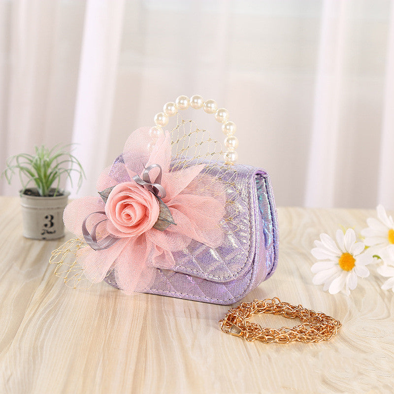 Flower Knitted Pearl Portable Diagonal Bag