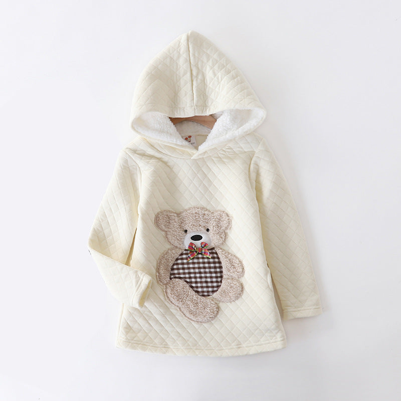 Bear embroidered hooded jacket kids sweater