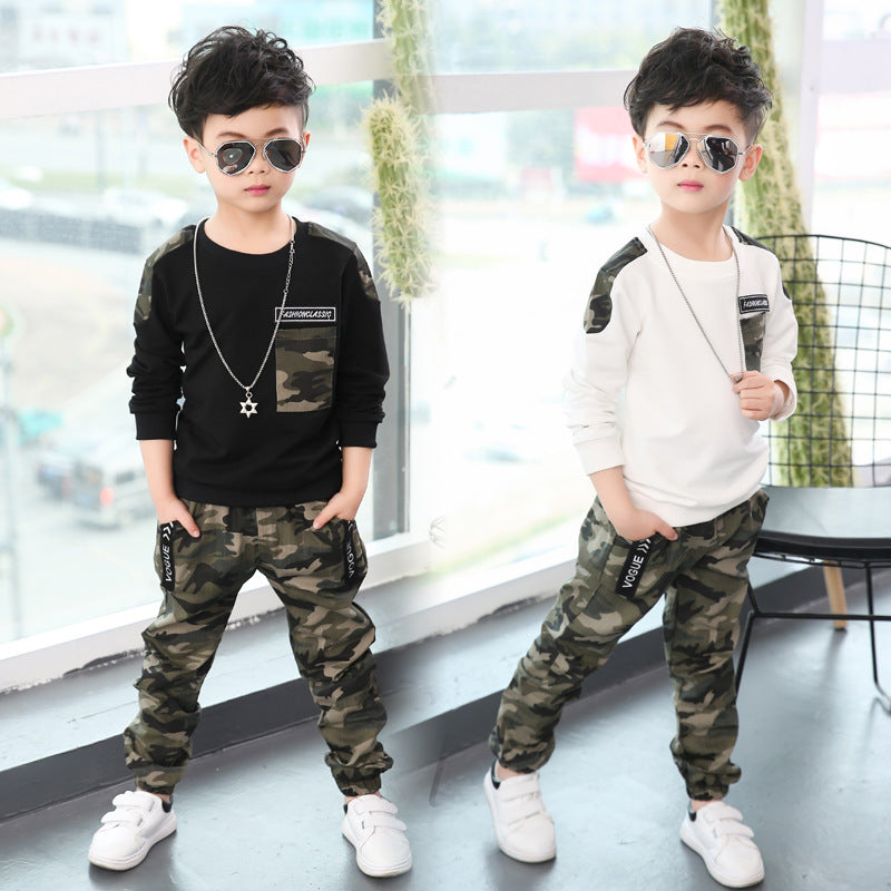 Camouflage long sleeve kids suit