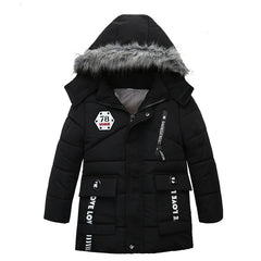 Fashion Boys Thicken Letter Print Hooded Cotton Jacket