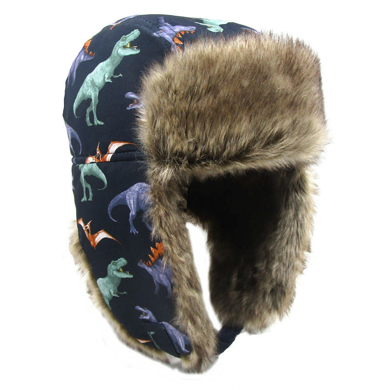 Boys Dinosaur Print Thick Warm Ear Protection Hat