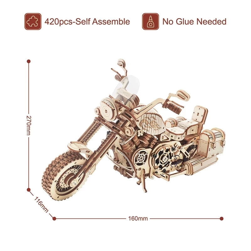 Robotime Rokr Cruiser Motorcycle DIY Wooden Model 420 Pcs Building Block Kits Funny Toys Gifts For Children Adults Dropshipping