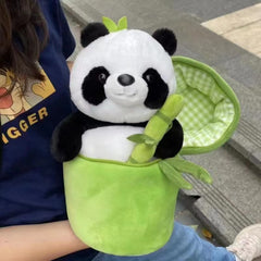 Simulated Bamboo Tube Flower Panda Pillow