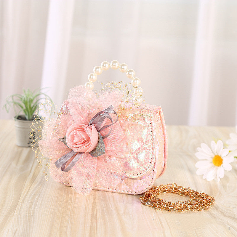 Flower Knitted Pearl Portable Diagonal Bag