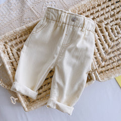 Baby Solid Color Casual High Waist Soft Jeans