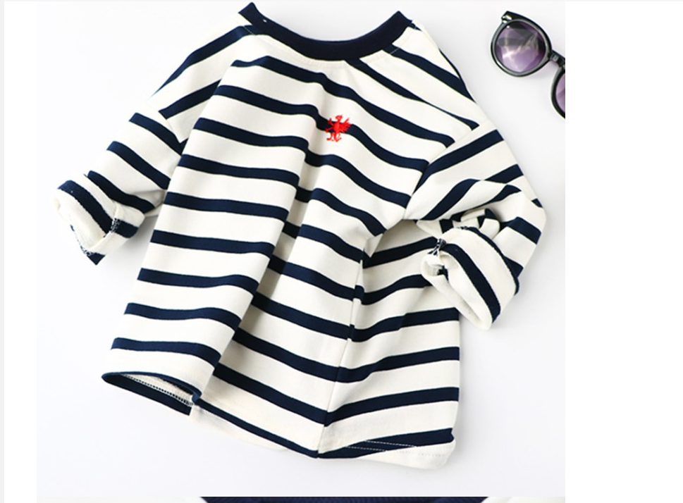 Striped Black And White Pullover Children's Long-sleeved Sweater