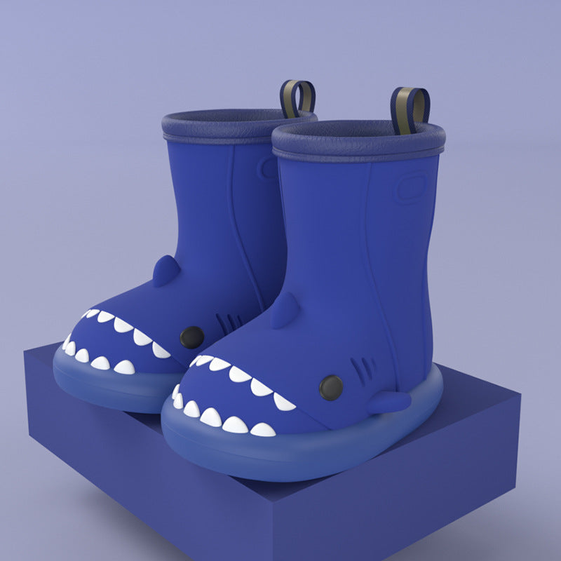 Children Boys Girls Cute Cartoon Waterproof Shoes Safety Rubber Shark Slippers Kids Rain Boots