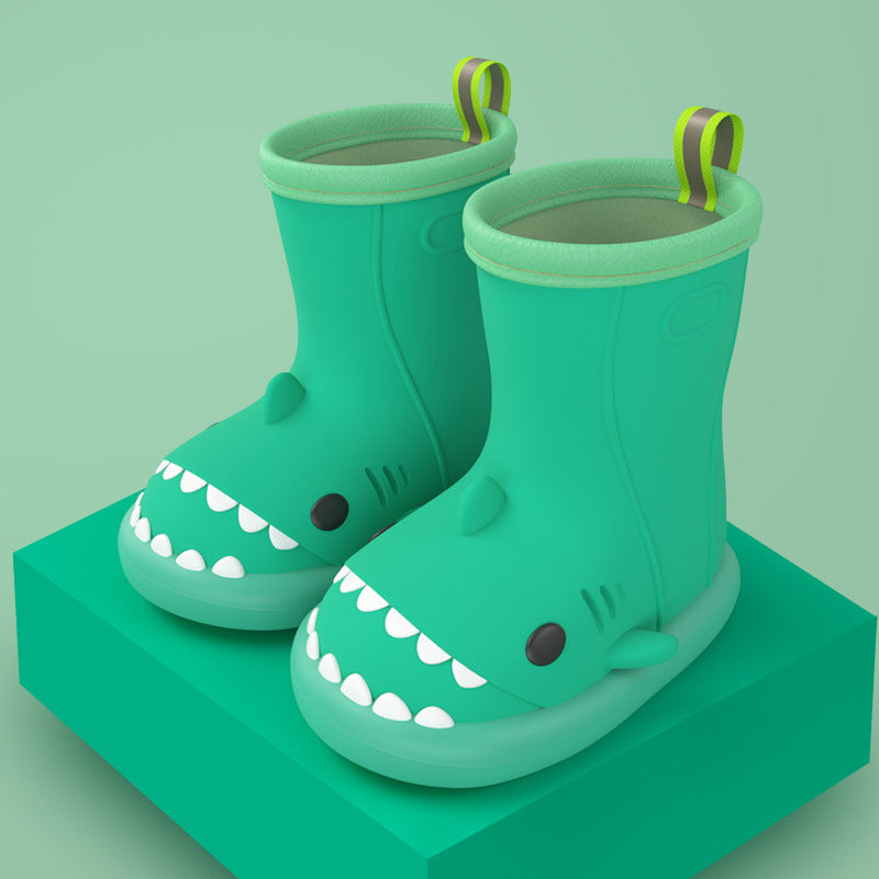 Children Boys Girls Cute Cartoon Waterproof Shoes Safety Rubber Shark Slippers Kids Rain Boots