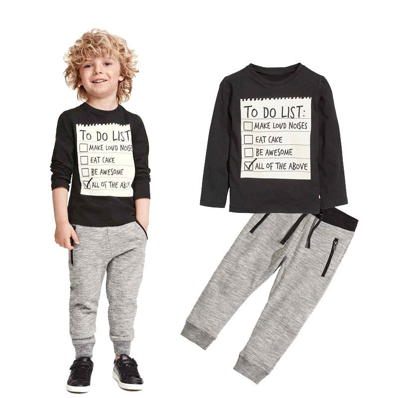 Kids Boys Clothing Set Baby Boy Casual Clothes 2021 Spring Autumn Ccotton Long Sleeves T-shirt  Pants 2pcs Suit For 3-7 Years