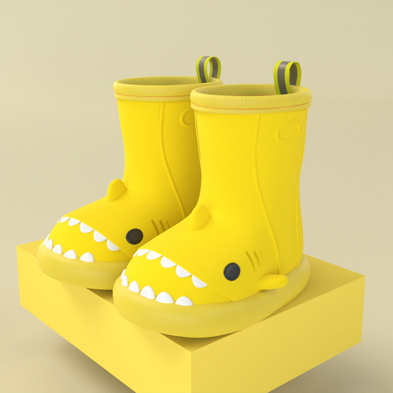 Children Boys Girls Cute Cartoon Waterproof Shoes Safety Rubber Shark Slippers Kids Rain Boots